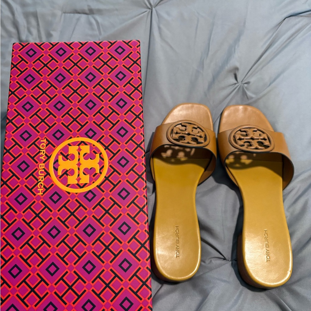 Tory Burch Brown Slide Sandals